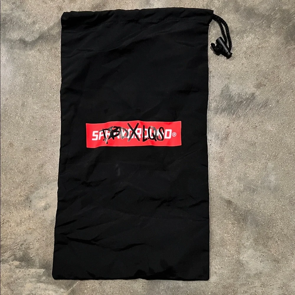 Authentic Sprayground DBD X LQS black Drawstring Dust Bag with Red Logo